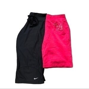 Two pairs fitness shorts capris both size small